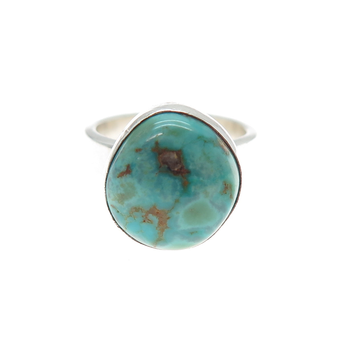 Old Pawn Sterling Silver Vintage Southwestern Kingman Turquoise Ring Size 6.75