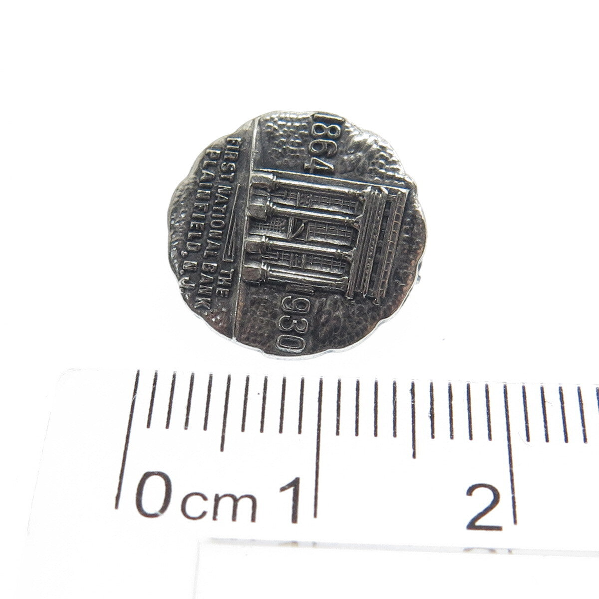 925 Sterling Silver Antique First National Bank 1864-1930 Oxidized Pin Brooch