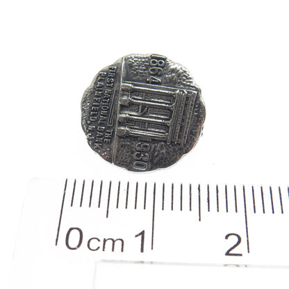 925 Sterling Silver Antique First National Bank 1864-1930 Oxidized Pin Brooch