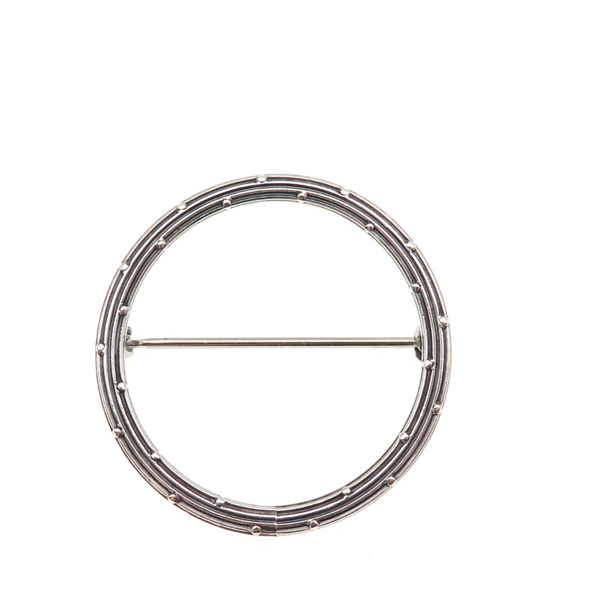 925 Sterling Silver Antique Art Deco Circle of Life Oxidized Pin Brooch