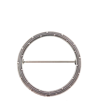 925 Sterling Silver Antique Art Deco Circle of Life Oxidized Pin Brooch