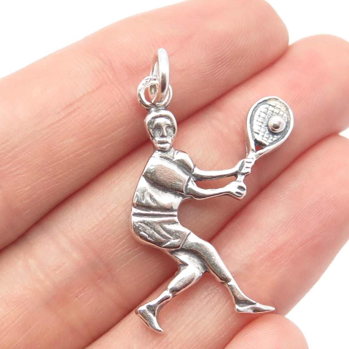 925 Sterling Silver Vintage Mexico Tennis Player Pendant