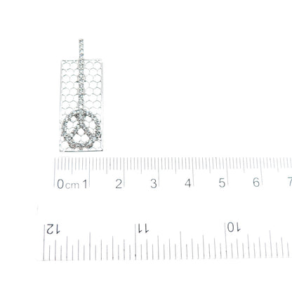 925 Sterling Silver Round-Cut C Z Peace Symbol Tag Charm Pendant