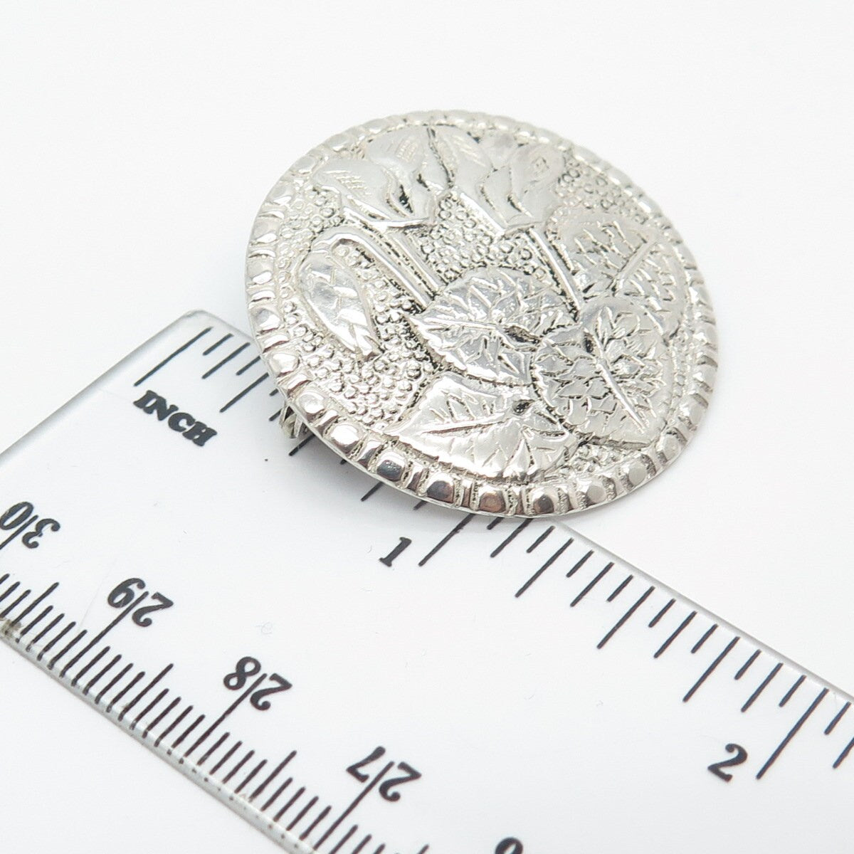 800 Silver Vintage Floral Leaf Pin Brooch