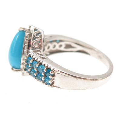 Chuck Clemency 925 Sterling Silver Real Turquoise Apatite & Topaz Ring Size 8