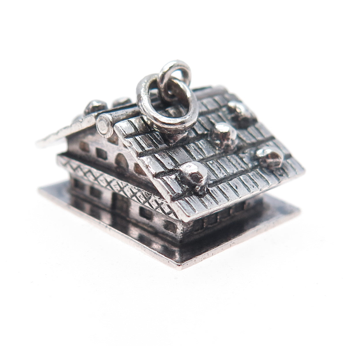 CAMPOBASSO 800 Silver Antique Art Deco European Articulated House Charm Pendant