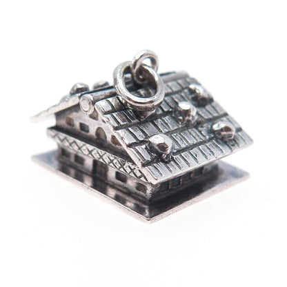 CAMPOBASSO 800 Silver Antique Art Deco European Articulated House Charm Pendant