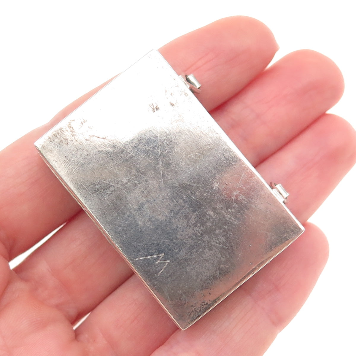 Wayne Etsitty Navajo Old Pawn Sterling Silver Vintage Turquoise Pill / Snuff Box