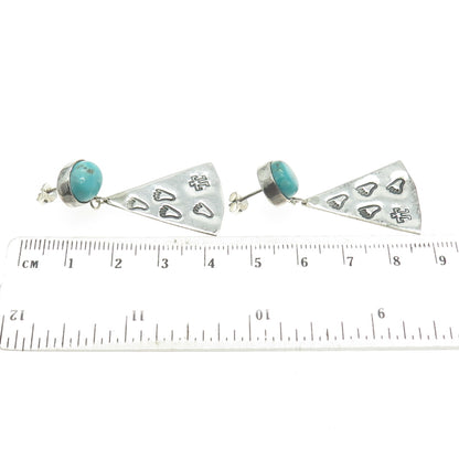 MARY CHAVEZ & KAY JOHNSON Old Pawn 925 Sterling Silver Turquoise Tribal Earrings