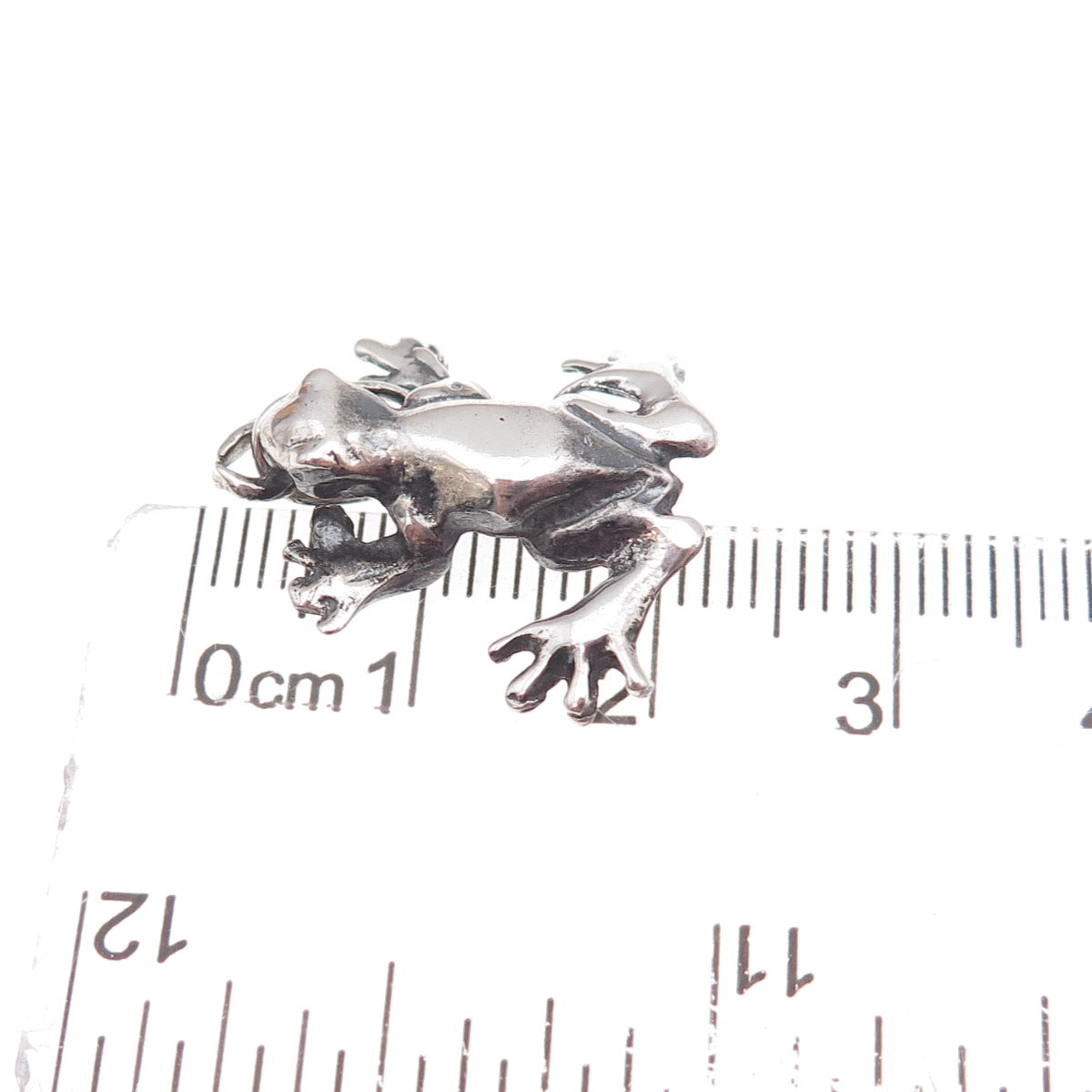 925 Sterling Silver Vintage Frog Good Luck Oxidized Charm Pendant