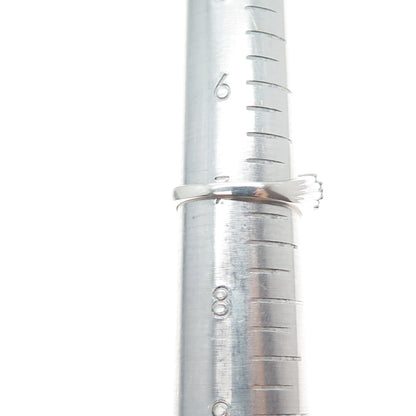 925 Sterling Silver Real Round & Tapered Baguette-Cut Diamond Wavy Ring Size 7