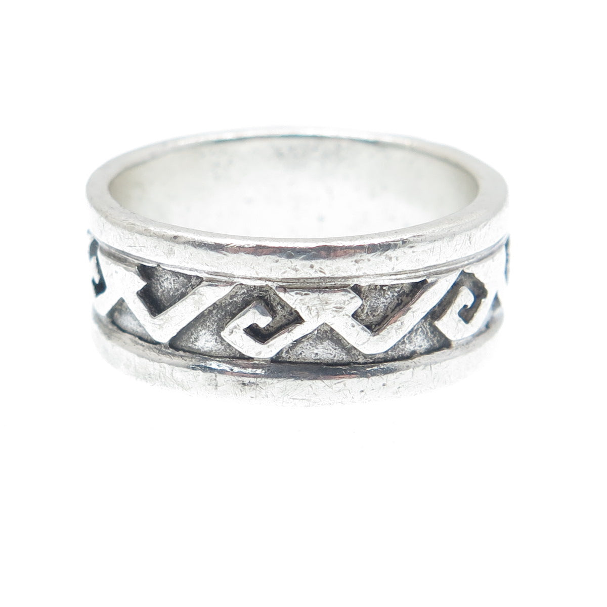SHUBE 925 Sterling Silver Vintage Spiral Oxidized Band Ring Size 8.25