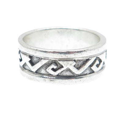 SHUBE 925 Sterling Silver Vintage Spiral Oxidized Band Ring Size 8.25