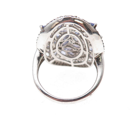 Chuck Clemency 925 Sterling Silver Real Tanzanite & Black Spinel Ring Size 8