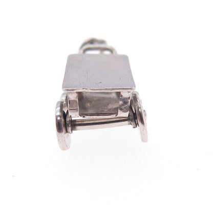 925 Sterling Silver Antique Art Deco Wagon / Trolley Mini 3D Charm Pendant