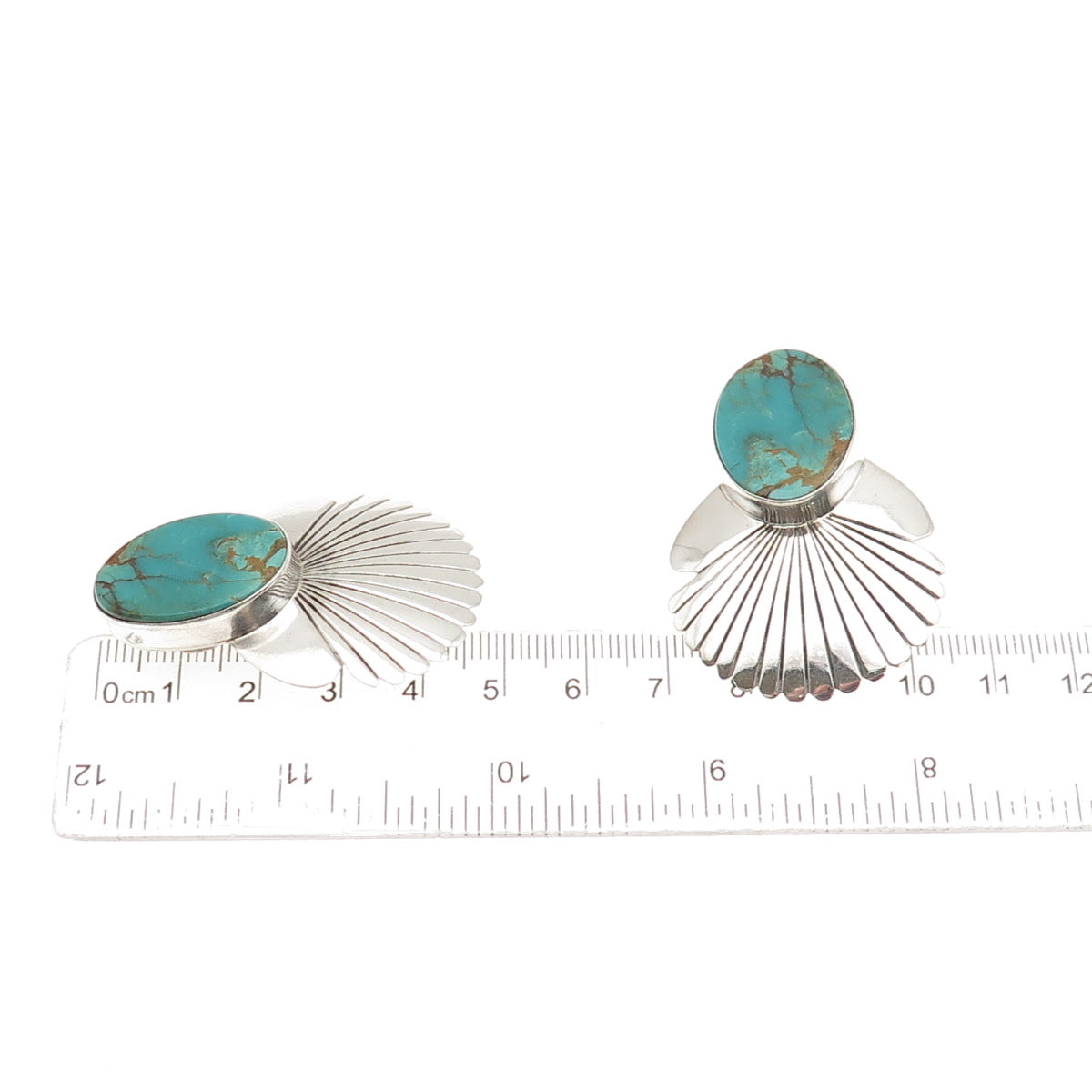 Betty Ann Lee Navajo Old Pawn Sterling Silver Vintage Turquoise Clip On Earrings
