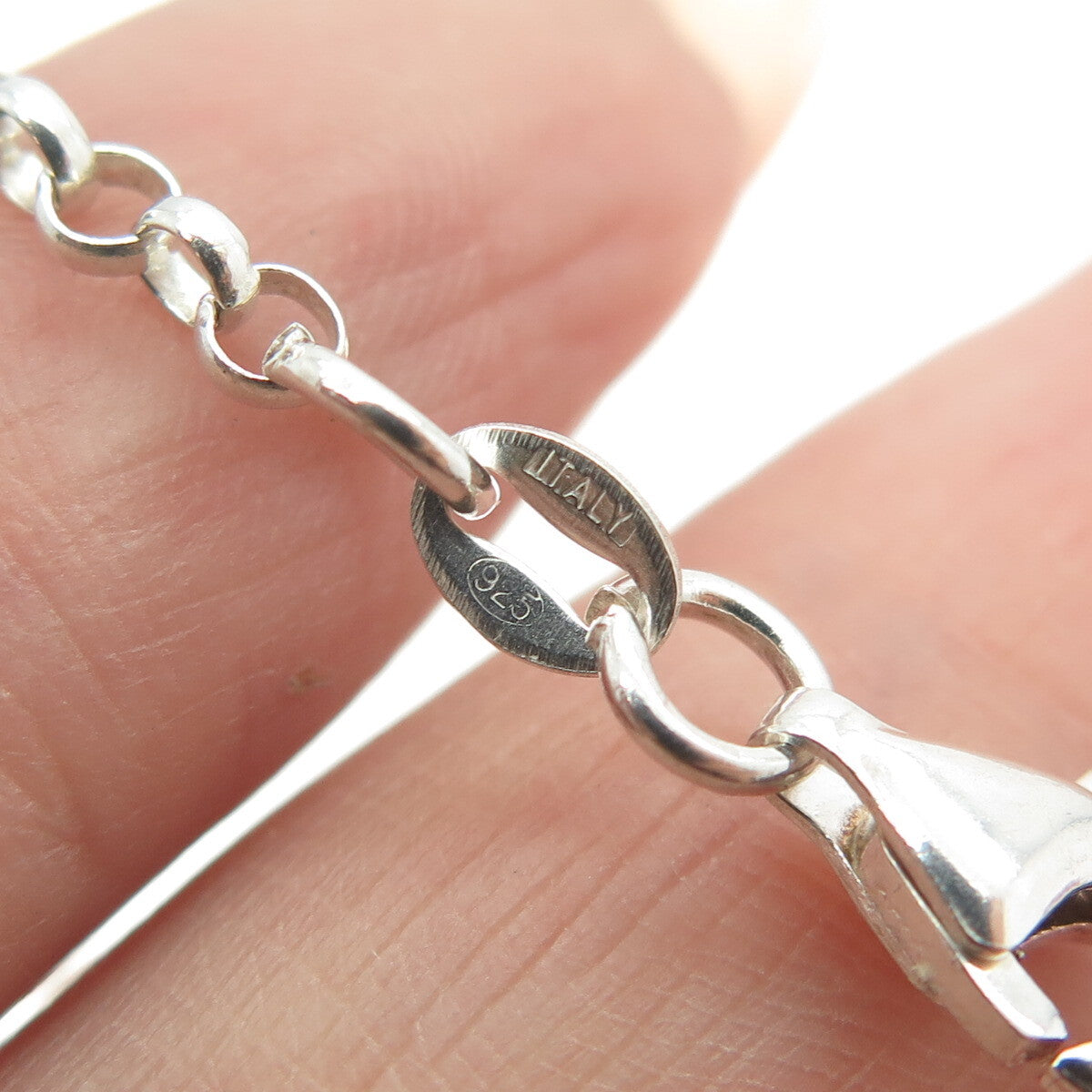 925 Sterling Silver Italy Butterfly Charm Rolo Link Anklet Bracelet 10"