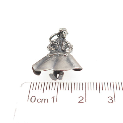 925 Sterling Silver Vintage Matador Bullfighter Oxidized Charm Pendant
