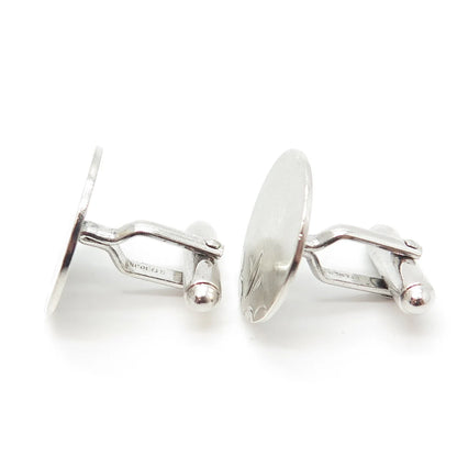 925 Sterling Silver Vintage Textured Round Cufflinks