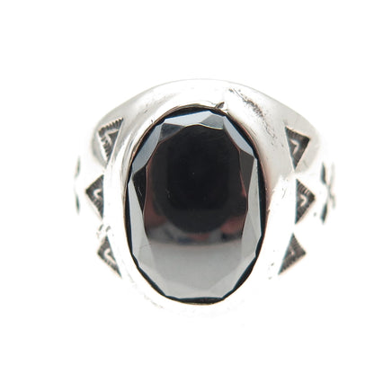 Wheeler Mfg Old Pawn Sterling Silver Vintage Hematite Arrow Tribal Ring Size 9.5