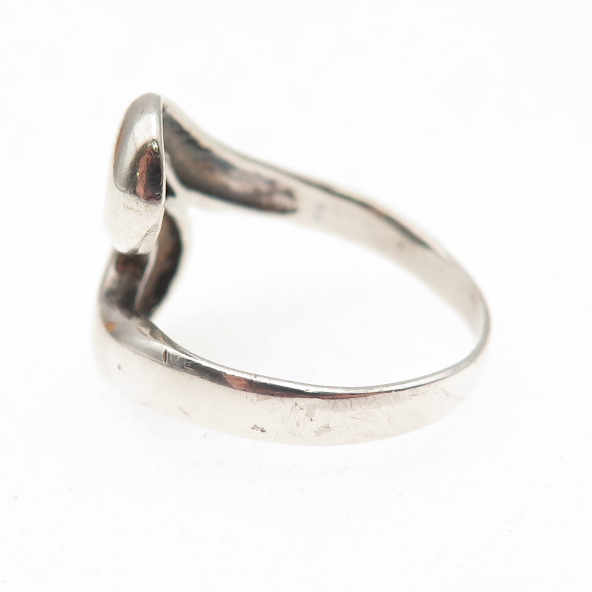 925 Sterling Silver Vintage Modernist Zig Zag Oxidized Ring Size 7.75
