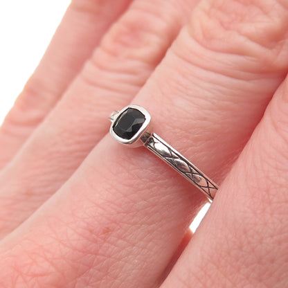 Town & Country 925 Sterling Silver Vintage Real Black Onyx Ring Size 7.5