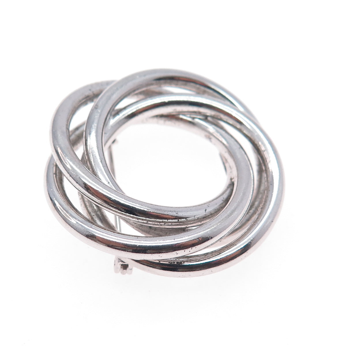 BOND BOYD 925 Sterling Silver Vintage Modernist Interlocked Pin Brooch