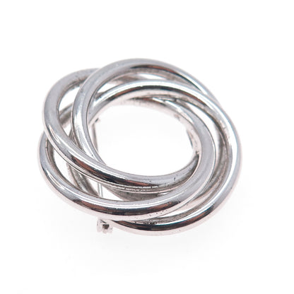 BOND BOYD 925 Sterling Silver Vintage Modernist Interlocked Pin Brooch