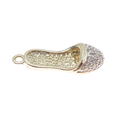 925 Sterling Silver Gold Plated Round-Cut C Z Ladies Shoe Minimalist Pendant