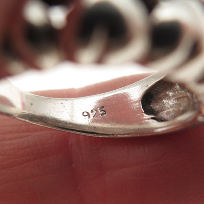 925 Sterling Silver Vintage Modernist Heart Link Oxidized Ring Size 6