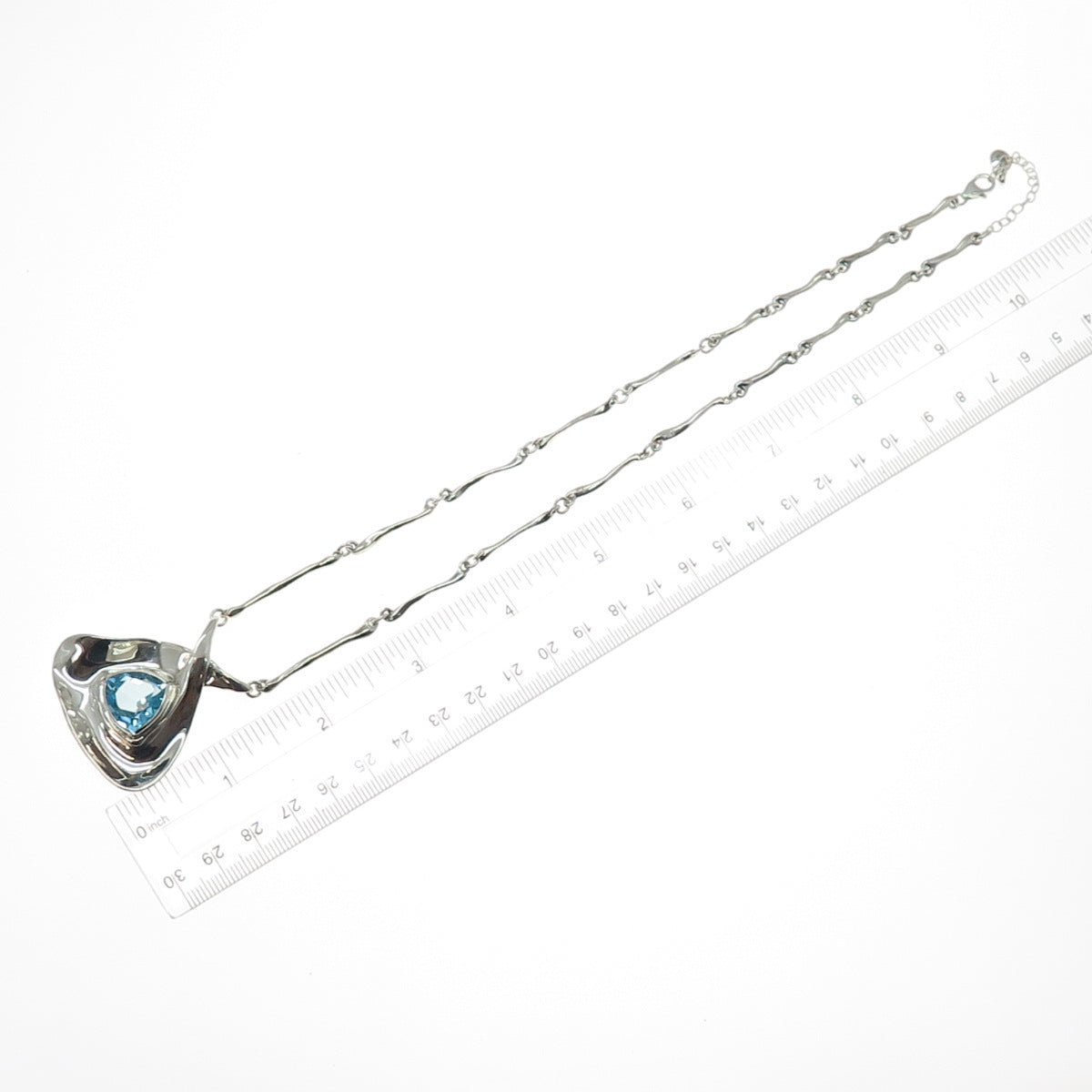 HAGIT GORALI 925 Sterling Silver Vintage Real Blue Topaz Modernist Necklace 20"