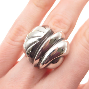 925 Sterling Silver Vintage Modernist Dome Oxidized Ring Size 6