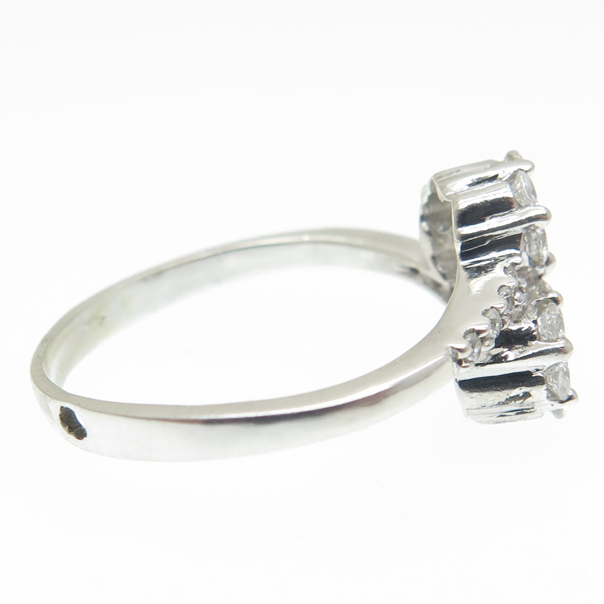 925 Sterling Silver Round-Cut Shaped C Z Bypass Ring Size 7.75