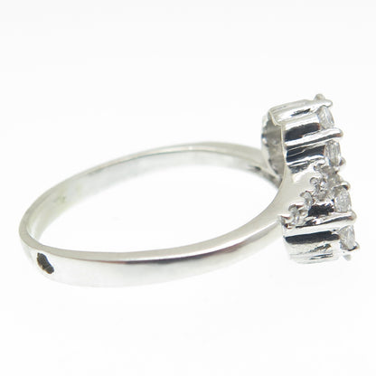 925 Sterling Silver Round-Cut Shaped C Z Bypass Ring Size 7.75