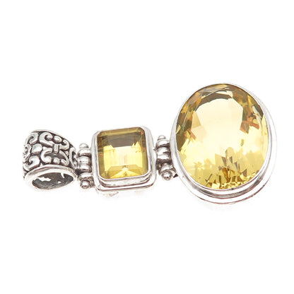 AF DESIGN 925 Sterling Silver Vintage Real Canary Quartz Modernist Pendant
