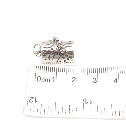 925 Sterling Silver Vintage Modernist Beaded 3D Mini Charm Pendant