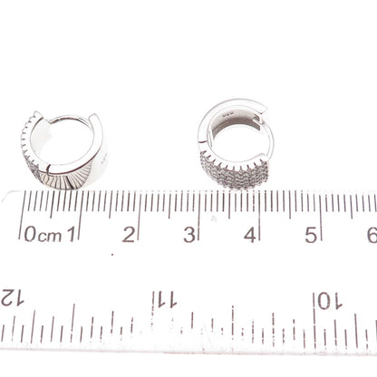 925 Sterling Silver Round-Cut C Z Hoop Earrings