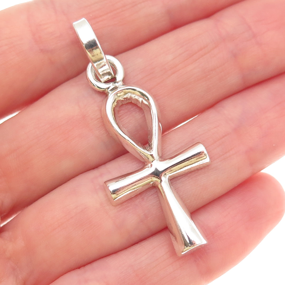 925 Sterling Silver Vintage Mexico Egyptian Ankh Charm Pendant