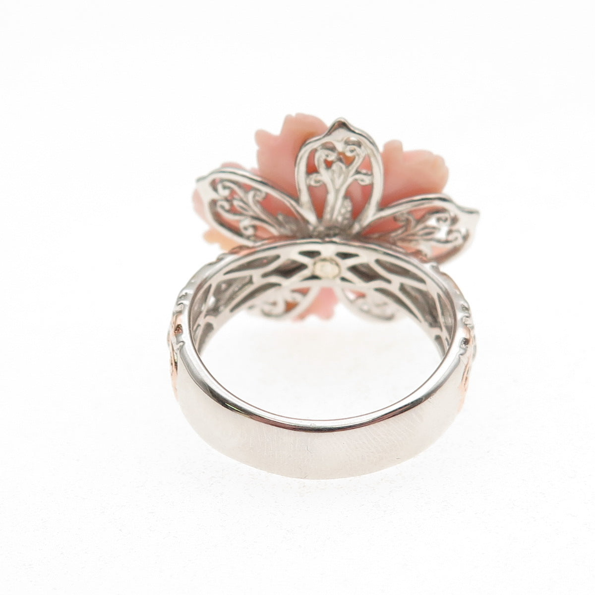 Michael Valitutti Gems En Vogue 925 Sterling 2-Tone MOP Floral Ring Size 9.25