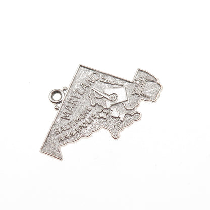 M&M Mark Mercy 925 Sterling Silver Vintage Maryland State Mini Charm Pendant