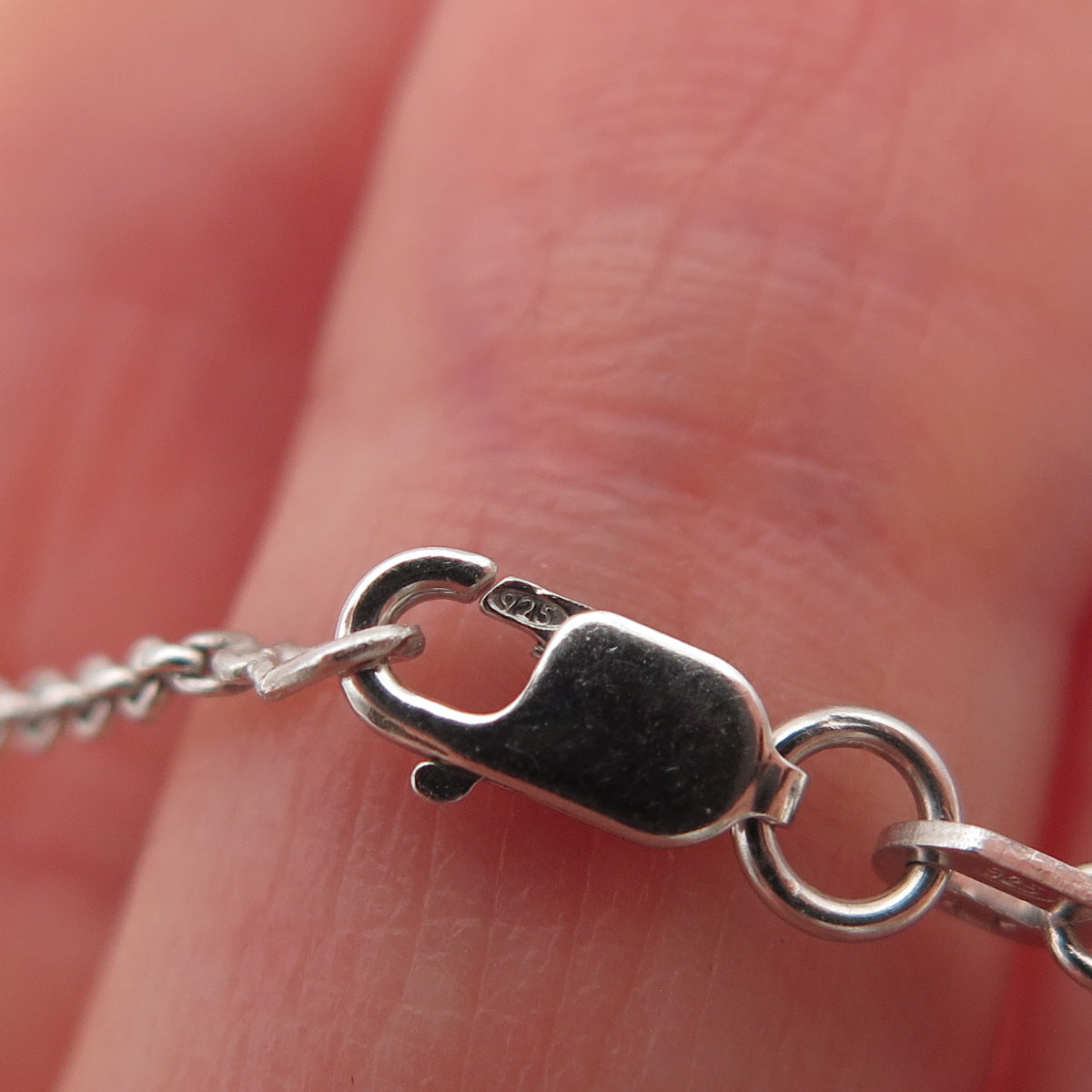 925 Sterling Silver Italy Asscher-Cut C Z Cross Rolo Chain Necklace 16"