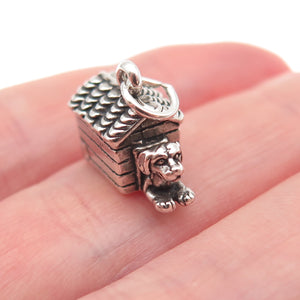 Sunwest 925 Sterling Silver Vintage Dog House Oxidized 3D Mini Charm Pendant