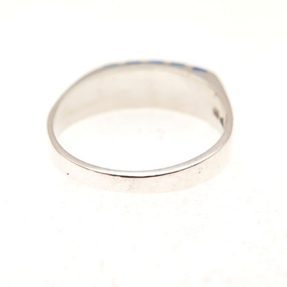 925 Sterling Silver Vintage Real Opal Modernist Ring Size 6