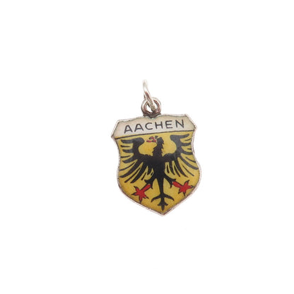 800 Silver Vintage Enamel Aachen Germany Mini Charm Pendant