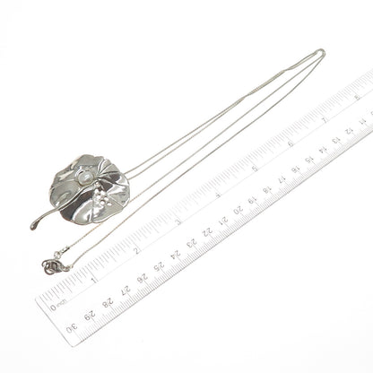 HAGIT GORALI Sterling Vintage Israel Real Pearl Floral Box Chain Necklace 28"