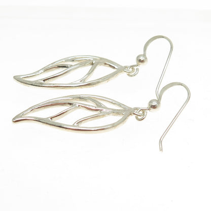 925 Sterling Silver Floral Leaf Dangling Earrings