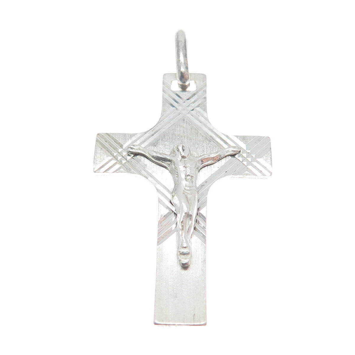 925 Sterling Silver Vintage Italy Crucifix Cross Pendant