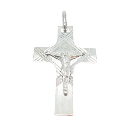 925 Sterling Silver Vintage Italy Crucifix Cross Pendant