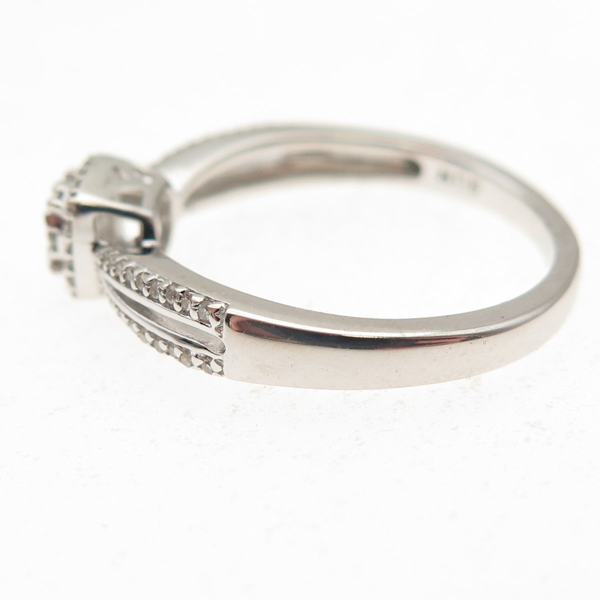 Sun 925 Sterling Silver Real Round-Cut Diamond Engagement Ring Size 7