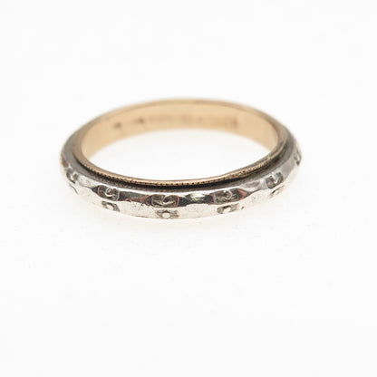 Vargas 925 Sterling Silver 10K Gold Filled Antique Art Deco Band Ring Size 6